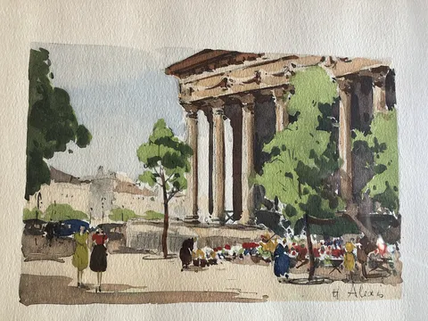 Aquarelle La Madeleine Paris - Henri Alexis Schaeffer