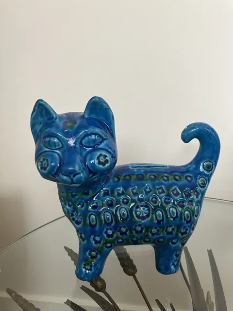 Tirelire bleue Modèle Chat - Aldo Londi pour Bitossi