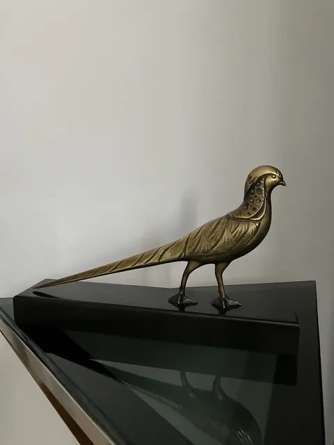 Faisan bronze doré sur un socle marbre - M. Secondo